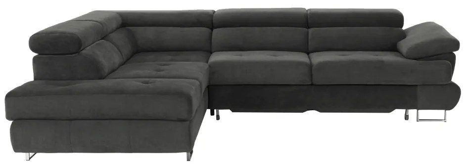 Set canapea cu spaţiu de depozitare, gri, material textil, stânga, BUTON R