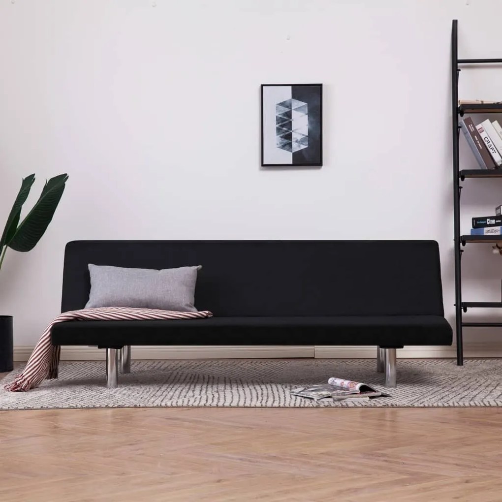 282198 vidaXL Canapea extensibilă, negru, poliester