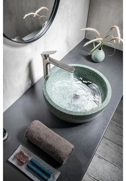 Sapho - Lavoar pentru blat PRIORI Ø 42 cm ceramică/verde