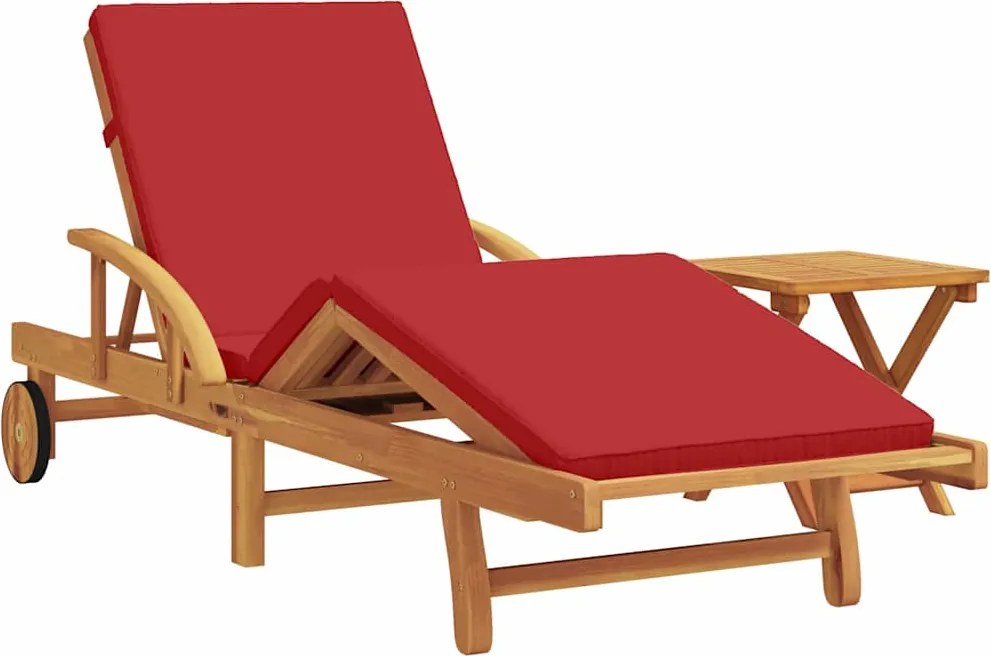 vidaXL Șezlong 2 pcs Roșu Lemn Solid de Acacia
