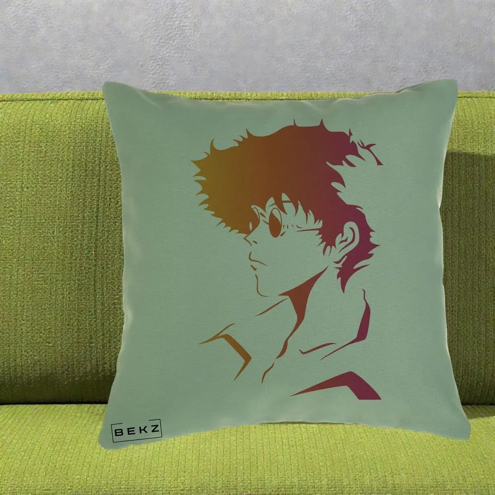 Perna Decorativa Cowboy Bebop Spike Silueta Gradient, 40x40 cm, Verde, Husa Detasabila, Perna Inclusa, BEKZ®
