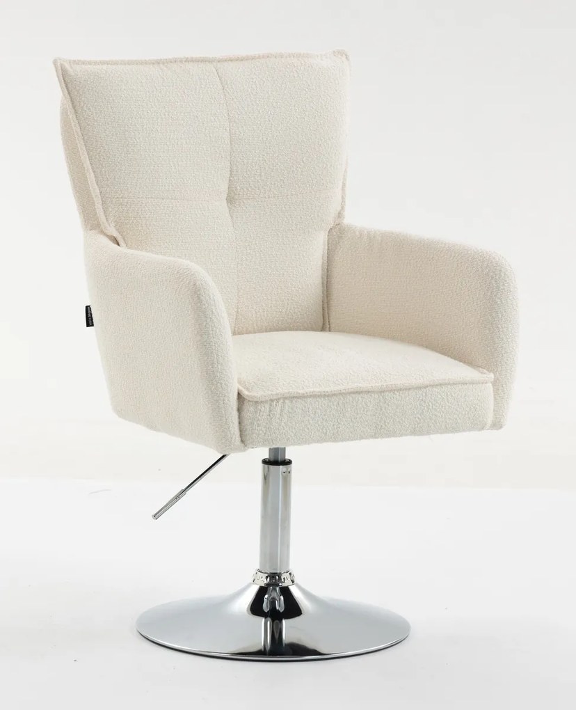 HR250N Scaun Crem Boucle Bază Cromata