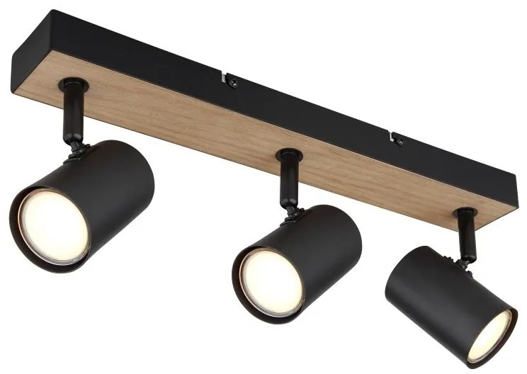 Plafoniera 3L design industrial Robby negru, maro