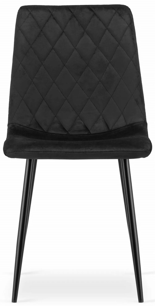 Scaun de masa din catifea neagra cu picioare negre, TURIN