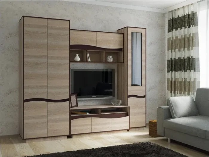 Living Zeneva 2.45 m, Culoare Sonoma Trufa cu Wenge Magia