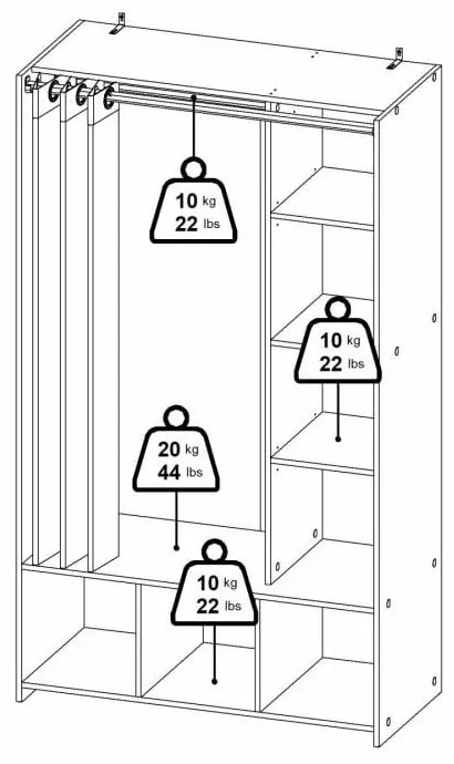 Șifonier alb/gri 105x180 cm Kit – Tvilum