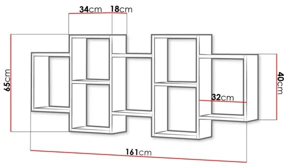 Etajeră de perete TRIO 65x161 cm stejar sonoma
