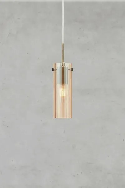 Markslöjd 109015 - Lustră pe cablu TIBIA 1xE14/40W/230V bej fumuriu/alamă