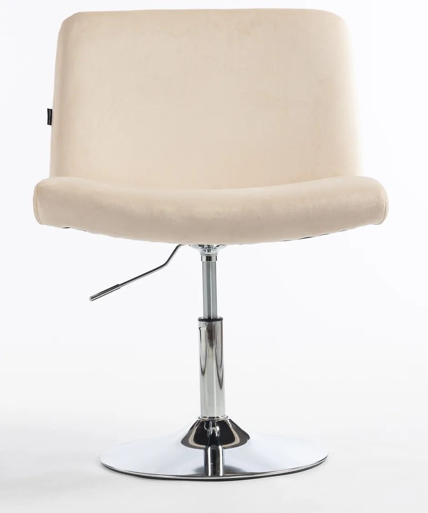 HR150N Scaun Crem din Catifea cu Bază Cromata