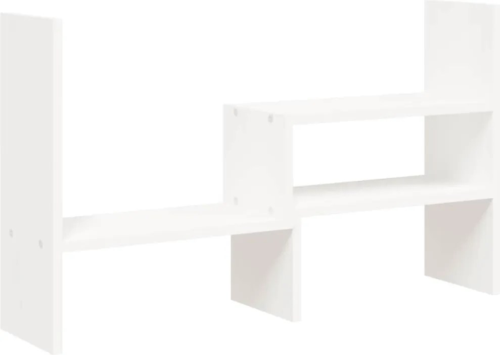 vidaXL Suport pentru monitor, alb, (39-72)x17x43 cm, lemn masiv pin