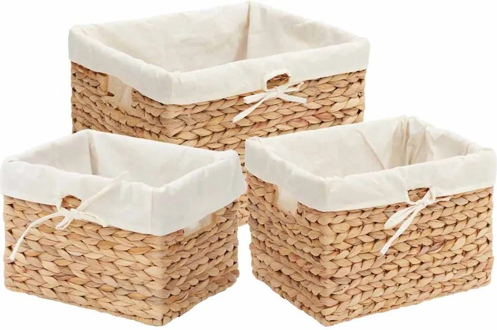vidaXL Coșuri de depozitare 3 pcs natural 35 x 30 x 25 cm