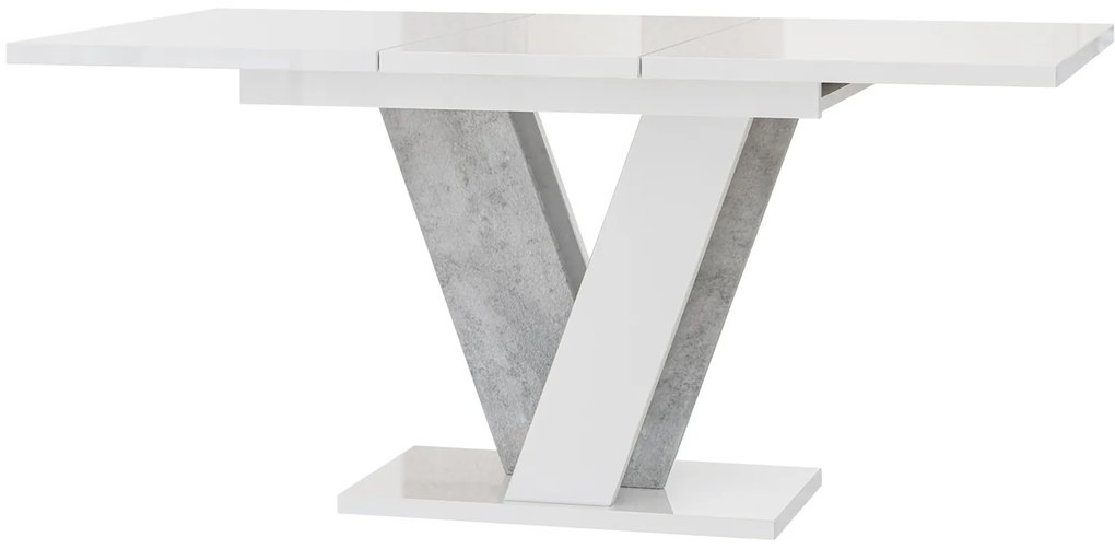 Masă de sufragerie Venag (alb lucios + piatră) (pentru 4 până la 6 persoane). 1055271