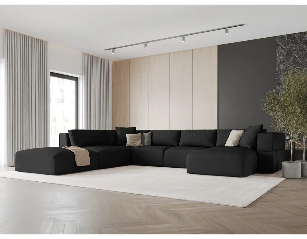 Colțar negru (cu colț pe partea stângă /în formă de "U") Esther – Milo Casa