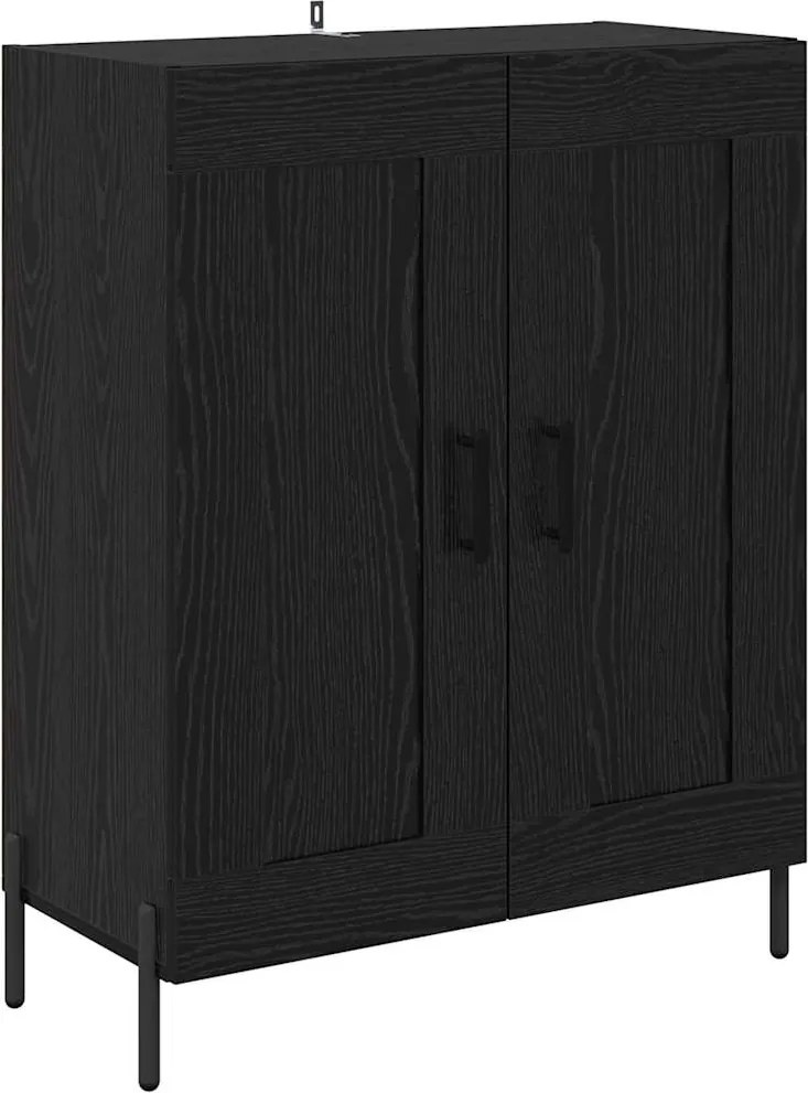 vidaXL Bufet Stejar Negru 69,5 x 34 x 90 cm Lemn Ingineresc și Fier