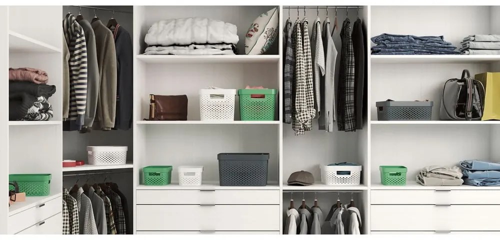 Coș de depozitare Curver Infinity Dots, 11 l, alb