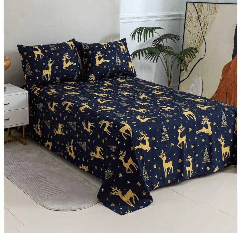 Cearsaf si fata de perna GOLDEN DEER Dimensiune: 2 ks 50 x 70 cm | 200 x 240 cm