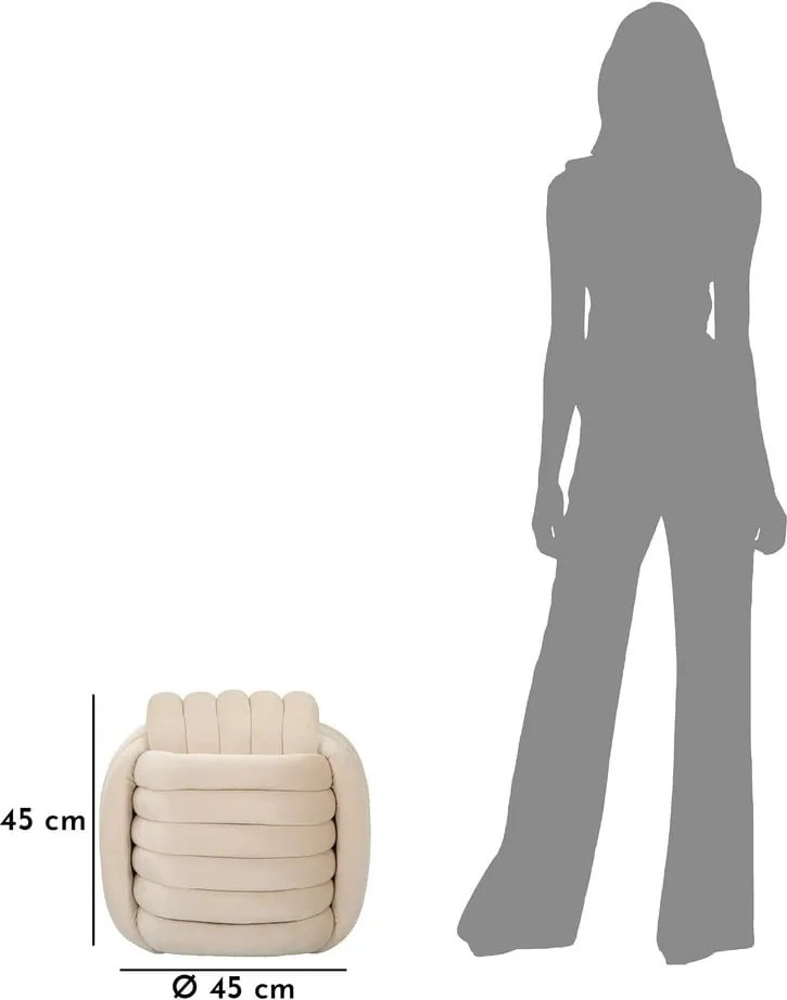 Taburet crem cu tapițerie din catifea Softy – Mauro Ferretti