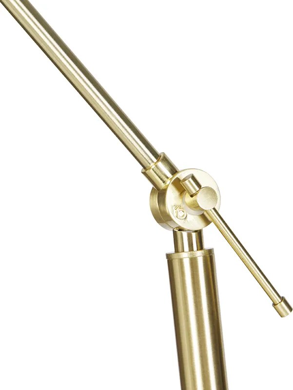 Lampă de podea aurie reglabilă cu abajur din material bej tip teddy de 50 cm - Editor