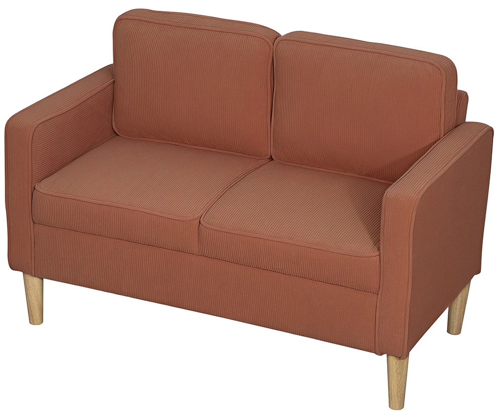 HOMCOM Canapea 2 Locuri cu Spatiu de Depozitare si Picioare Solide de Lemn, pentru Sufragerie, Dormitor, 117 x 63 x 79 cm, Portocaliu | Aosom Romania