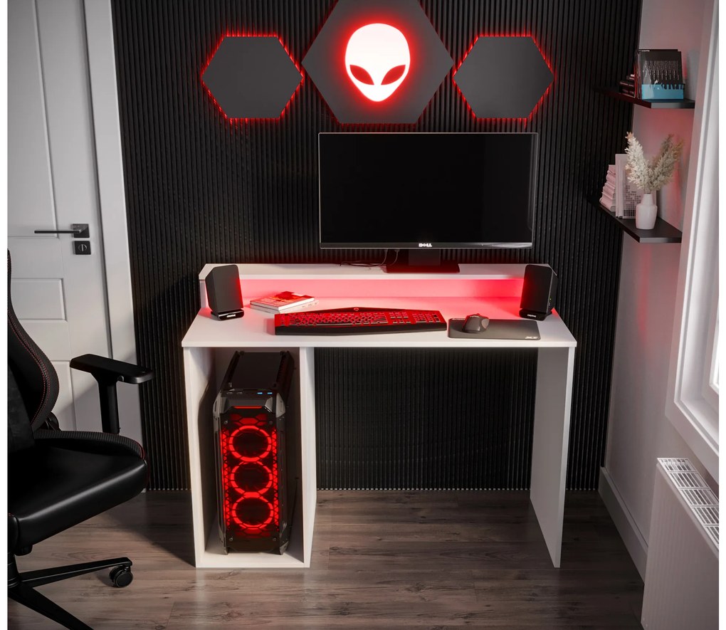 Masă PC pentru gaming Garrick 2 (biely) (cu iluminat LED RGB). 1064136