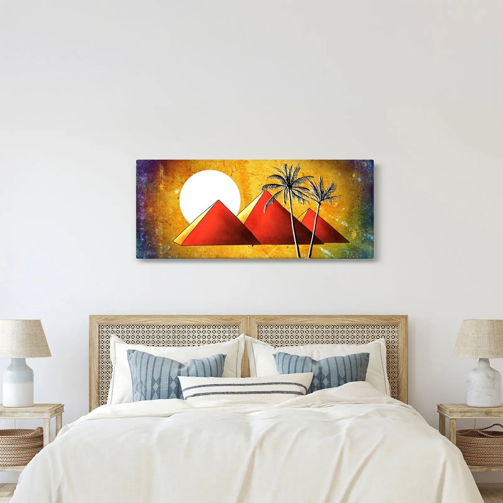 Tablou cu piramidele egiptene pictate (120x50 cm)