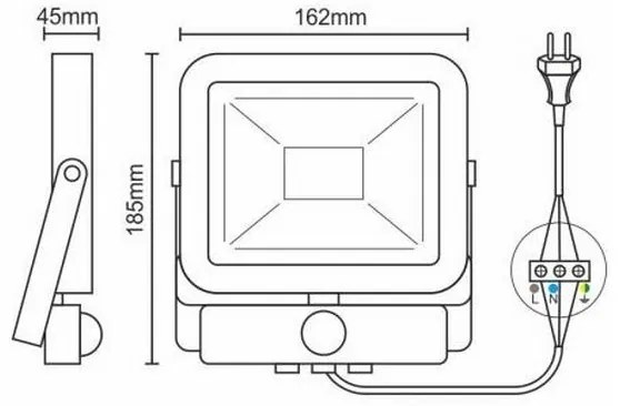 LED Proiector cu senzor LED/20W/265V 1800lm alb IP65