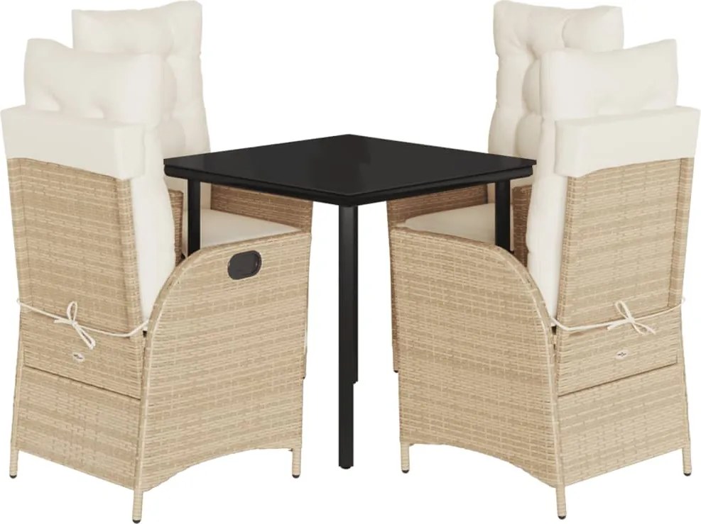 vidaXL Set mobilier de grădină cu perne, 5 piese, bej, poliratan