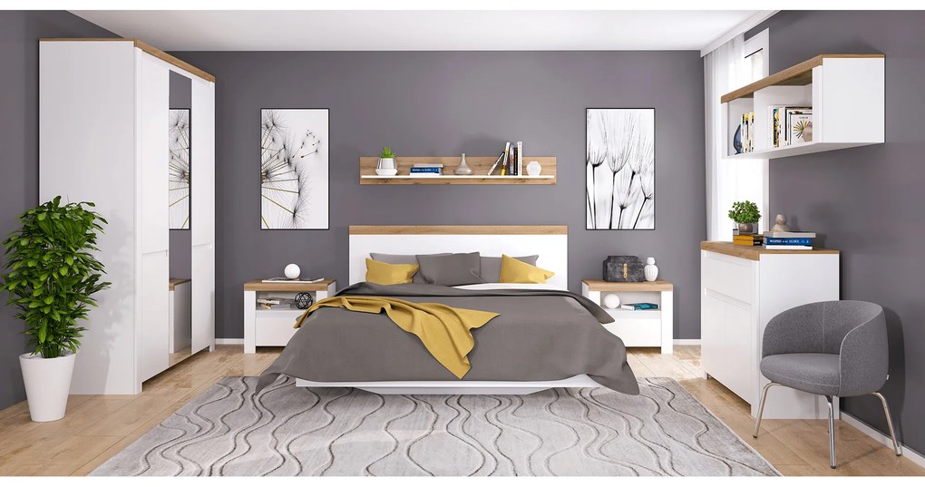 Raft 100 cm Vilgi 100 (alb + stejar wotan). 1064645