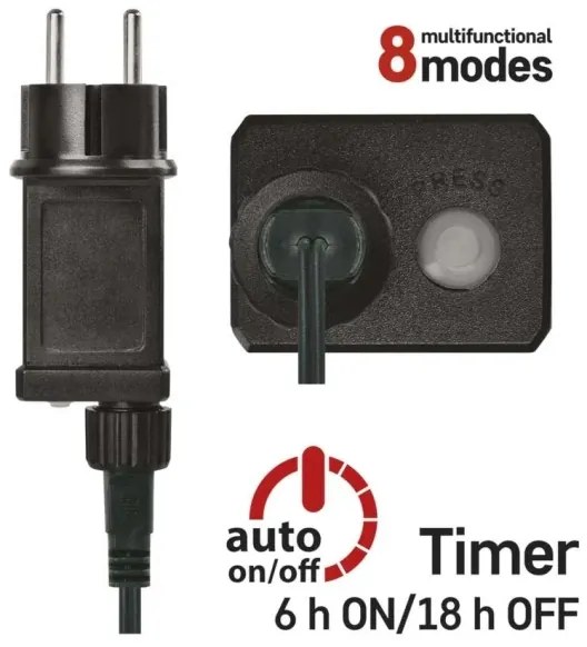 Ghirlandă luminoasă LED 13 m, 80 LED, 230 V, 8 moduri, IP44, alb cald