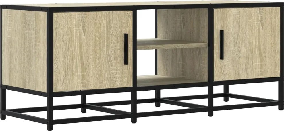 vidaXL Dulap TV, stejar sonoma, 100x35x41 cm, lemn prelucrat și metal