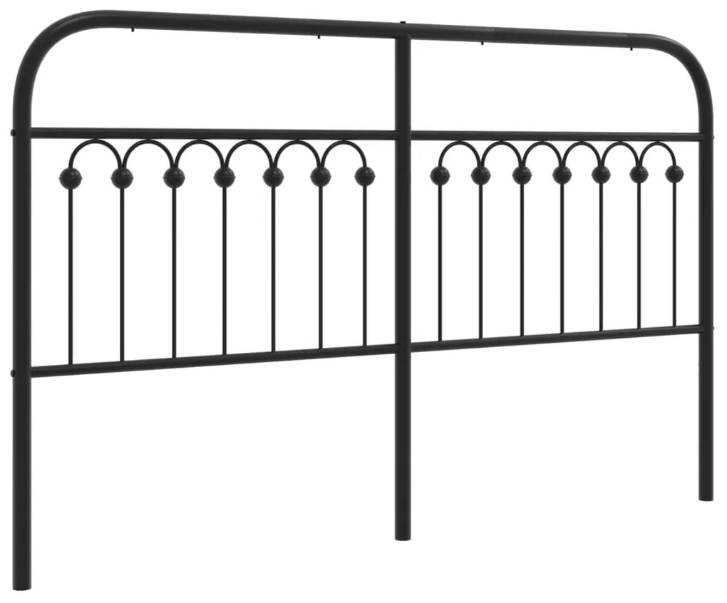 376635 vidaXL Tăblie de pat metalică, negru, 160 cm