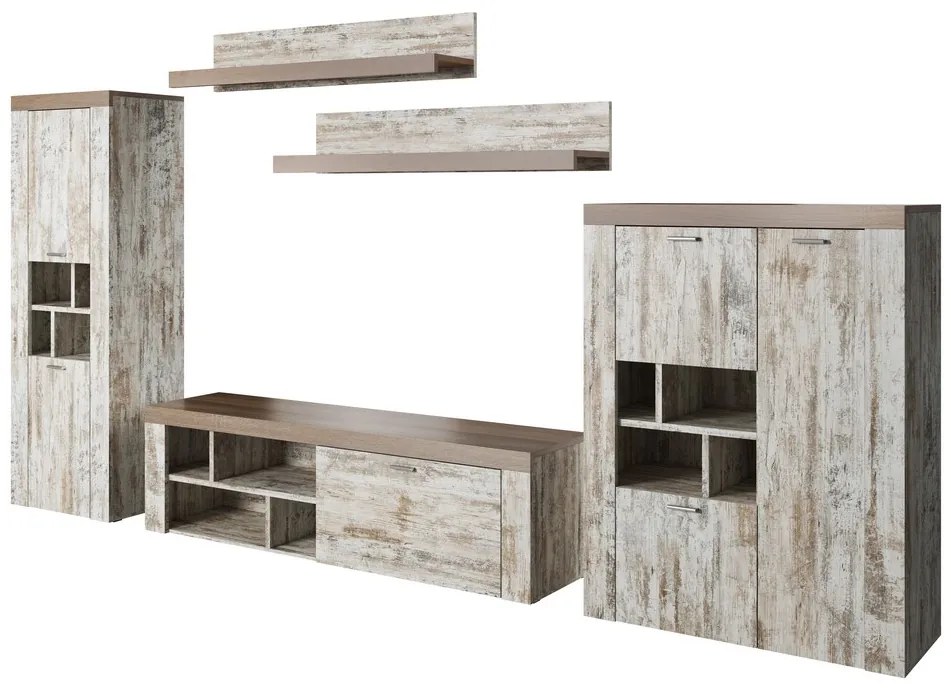 Expedo Mobilă sufragerie ZOE, alb pin Canyon/sonoma Trufel