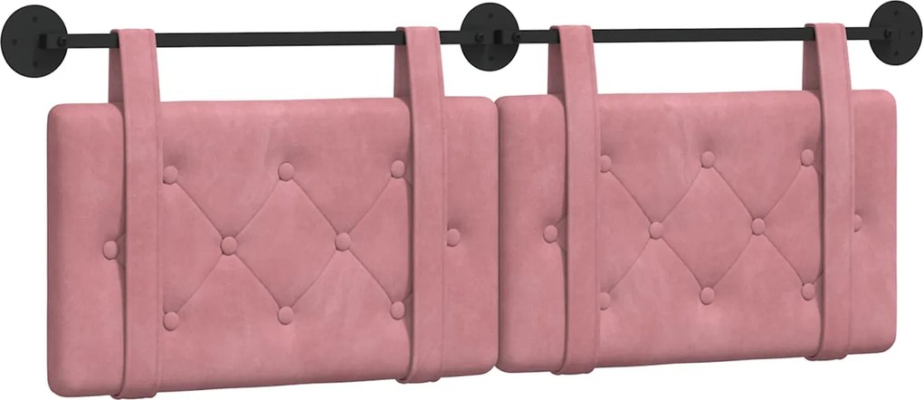 vidaXL Cap de pat suspendat Pe perete Roz 150 x 55 x 5 cm Catifea