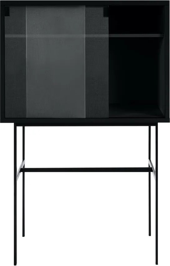 Vitrină neagră cu ușă glisantă 70x109x40 cm Lekko – noo.ma