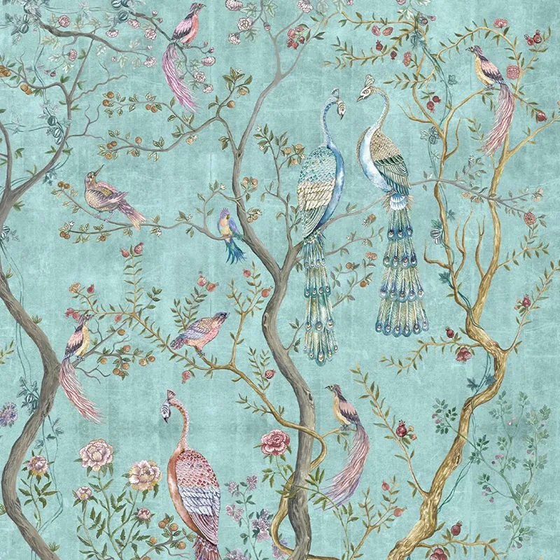 Peacock Chinoiserie in Turquoise, VLAdiLA