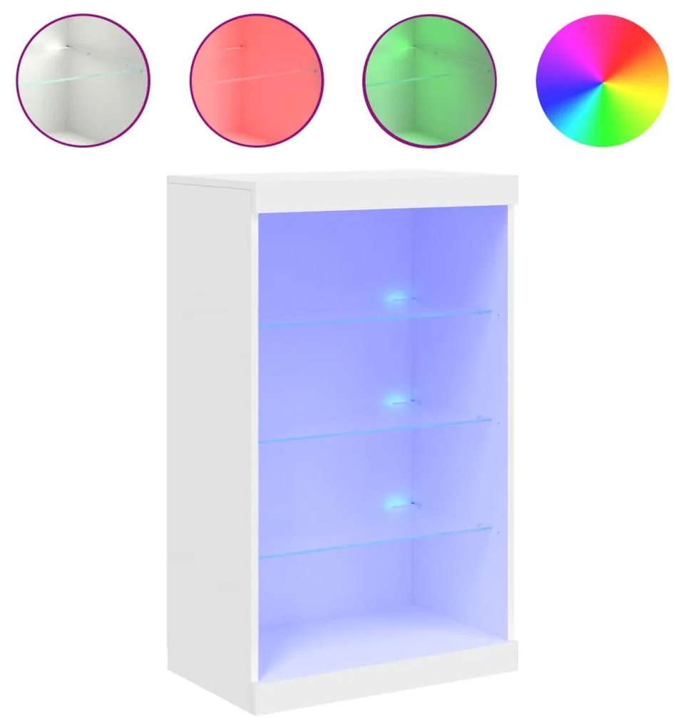 vidaXL Servantă cu lumini LED, alb, 60,5x37x100 cm