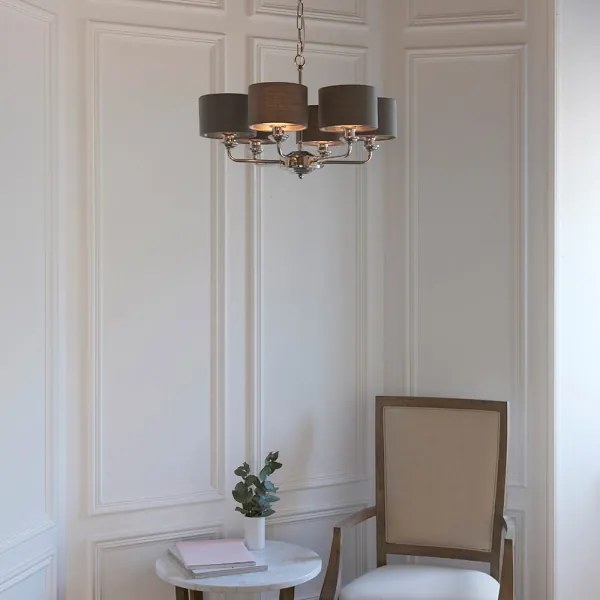 Lustră pe lanț Endon 94381 HIGHCLERE 6xE14/28W/230V gri/crom lucios