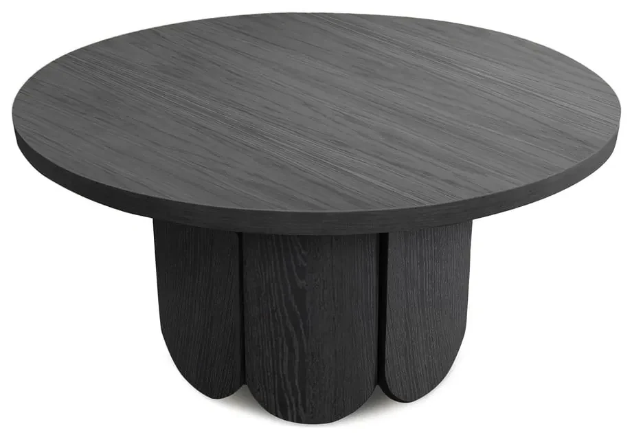 Măsuță de cafea neagră rotundă cu aspect de lemn de stejar ø 78 cm Soft – Woodman