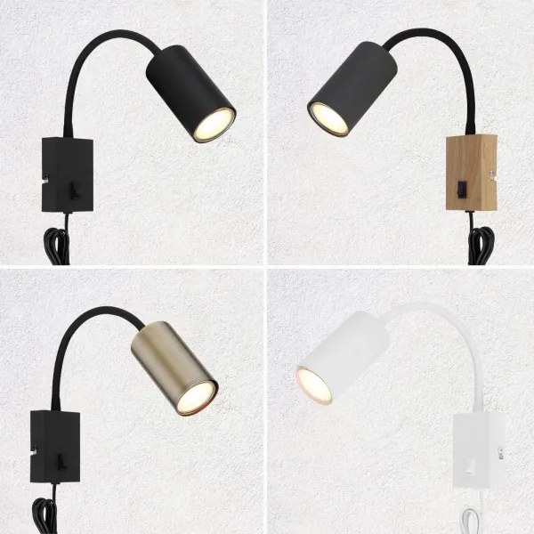 Lampă de perete flexibilă ROBBY 1xGU10/25W/230V neagră/alamă Globo 57911WM