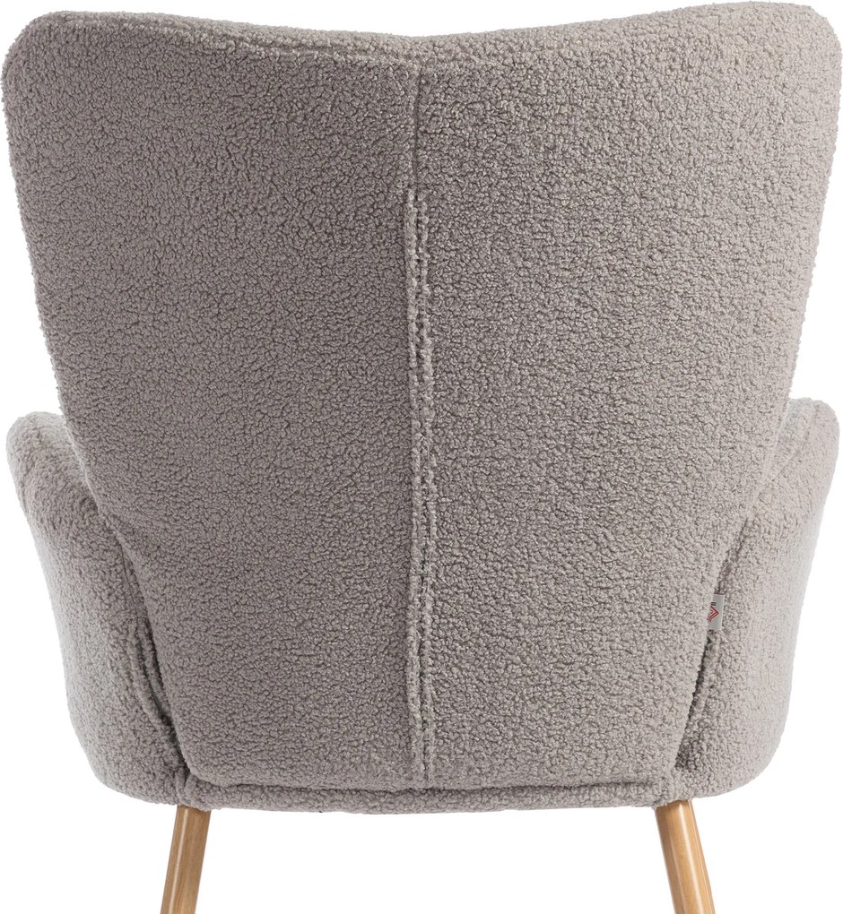 Fotoliu Modern Imbottito de Sufragerie HOMCOM, Fotoliu de Dormitor în Țesătură Sherpa cu Spătar Înalt și Brațe, Fotoliu Relax cu Cadru din Oțel pentru Sufragerie, Gri Deschis | Aosom Romania