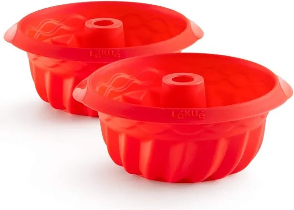 Set 2 forme de copt chec Lekue 1010162, Ø15 cm, 700 ml, -60°C/+220°C, Silicon platinat, Rosu