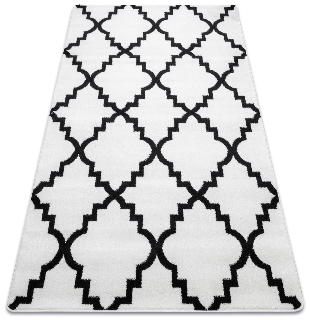 Covor Sketch - F343 cremă și negru marocani Trellis