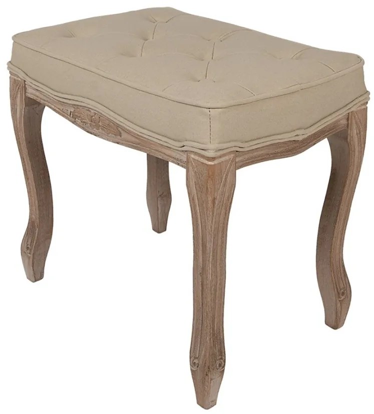 Taburet shabby chic, bej, stofa, 50x36x47 cm