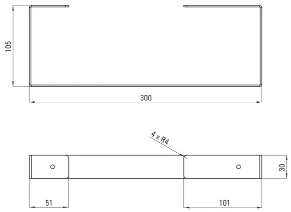 Suport prosop baie alb mat 30 cm Deante Mokko 300x105 mm, Alb mat