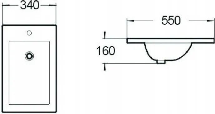 Mexen Alir chiuvetă încastrată în blat 34 x 55 cm, albă - 25503400