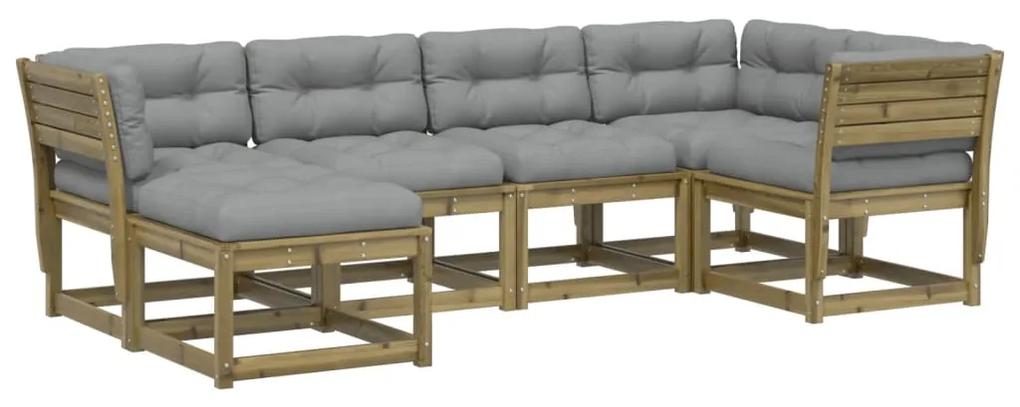 3217039 vidaXL Set canapele de grădină cu perne, 6 piese, lemn de pin tratat