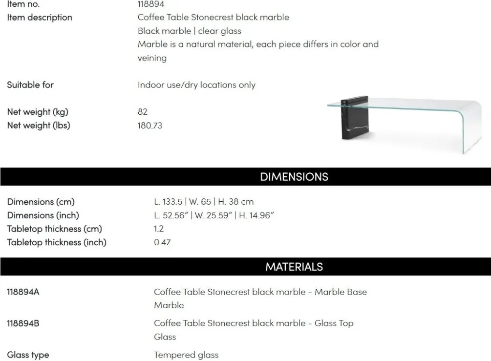 Masuta de cafea design LUX Stonecrest