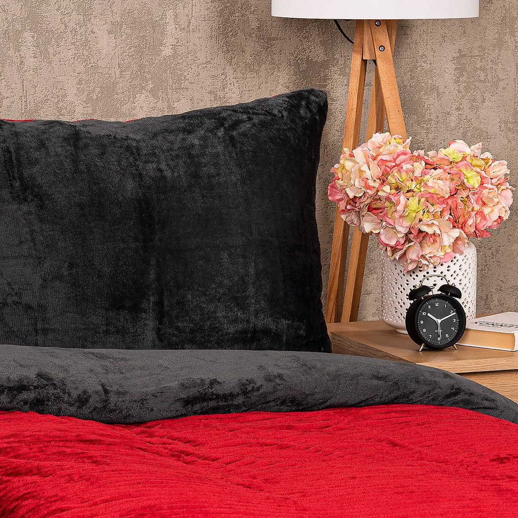 Lenjerie de pat din microflanel 4Home Stripe vin, 140 x 200 cm, 70 x 90 cm