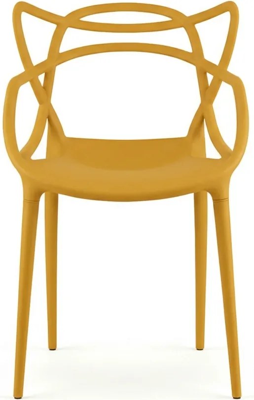 Set 4 bucati scaune din plastic KATO, mustar