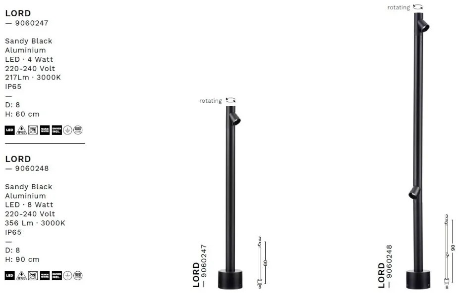 Stalp LED iluminat exterior modern IP65 LORD H-60cm